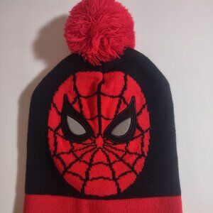 Marvel Spiderman Mask Beanie Knitted Hat with Pom, Embroidered reflective eyes